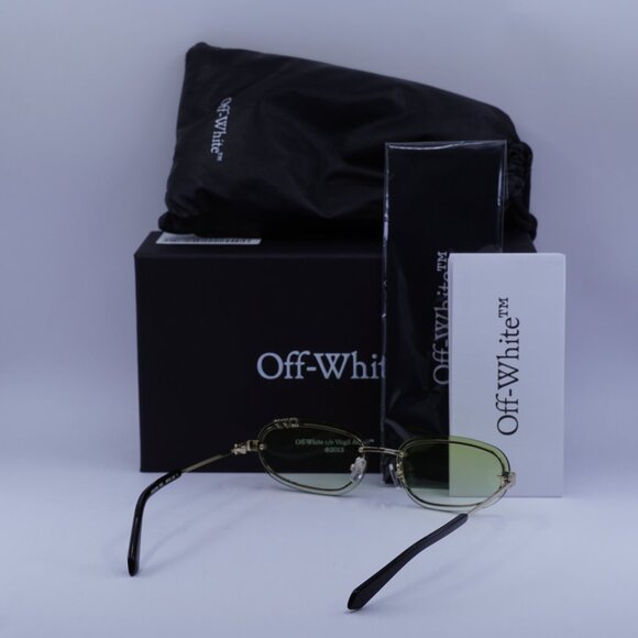 Off-White OERI13M MIAMI 7652 Sunglasses Gold Oval Frame, Green Lenses main image 6